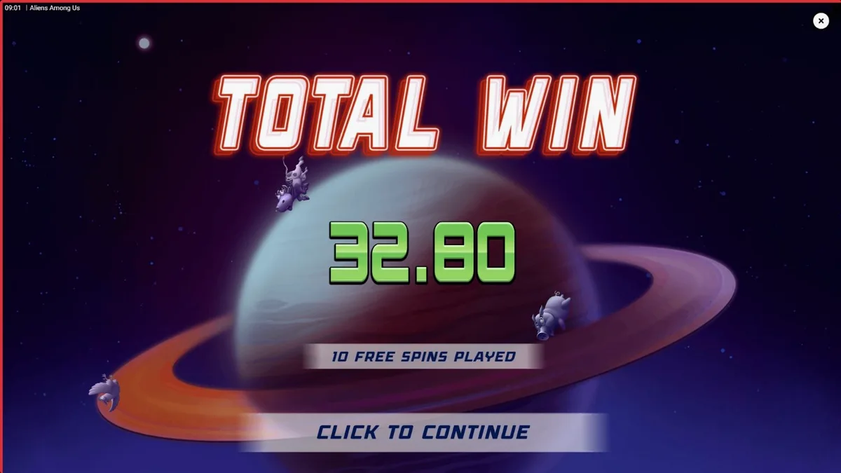 Tampilan visual slot Aliens Among Us dengan karakter agen FBI dan alien yang lucu