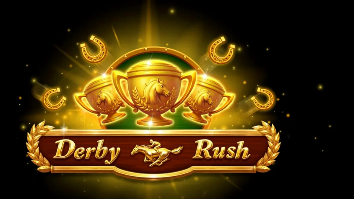 Tampilan visual slot Derby Rush dengan tema pacuan kuda yang mewah